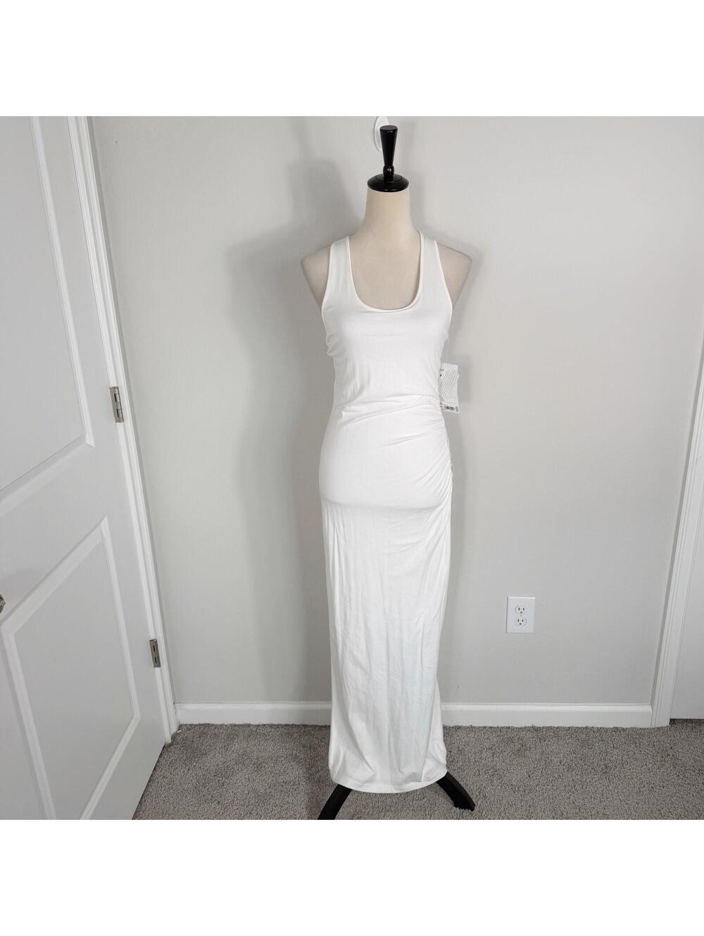 NWT Athleta Side Shirred Playa Maxi Dress White Summer Beach Vacation XS
